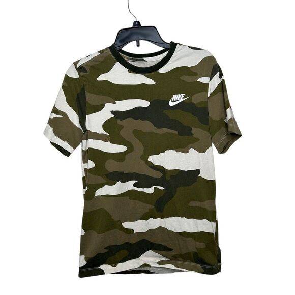 Nike Camo Camouflage T-Shirt - Green and White Small - Picture 1 of 5